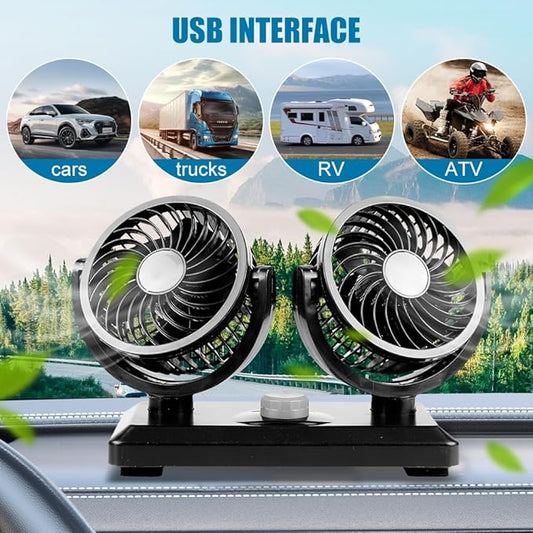 Ventilador Coche Doble Cabeza USB